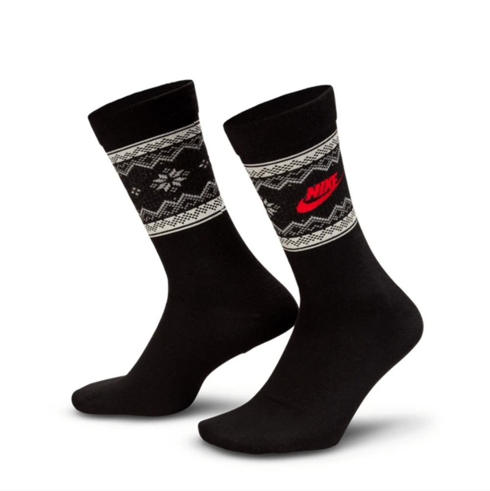 NWT NIKE EVERYDAY ESSENTIAL FAIR ISLE CREW SOCKS, UNISEX, SZ:LARGE